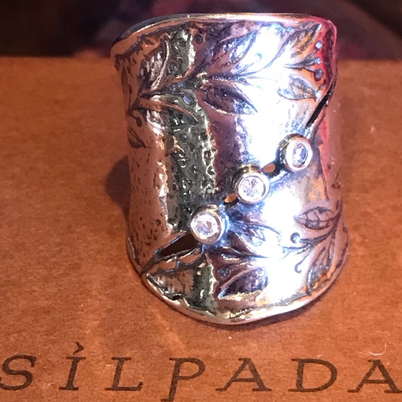 Silpada 'Nature's Majesty' Cubic Zirconia and Sterling Silver Ring, Si Silpada Nature Majesty Cz Sterling Silver Ring R3136 SZ 11.5 RARE
